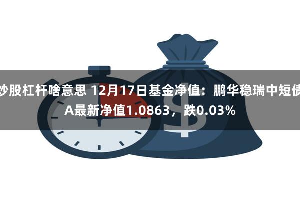 炒股杠杆啥意思 12月17日基金净值：鹏华稳瑞中短债A最新净值1.0863，跌0.03%