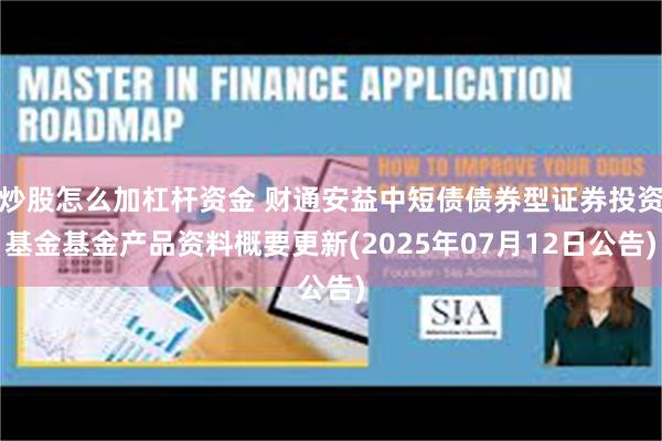 炒股怎么加杠杆资金 财通安益中短债债券型证券投资基金基金产品资料概要更新(2025年07月12日公告)